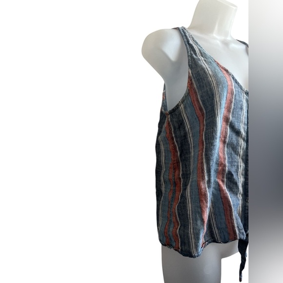 AG Adriano Goldschmeid Sleeveless Button Cynthia Top Striped Tie Woven Small - Picture 4 of 6